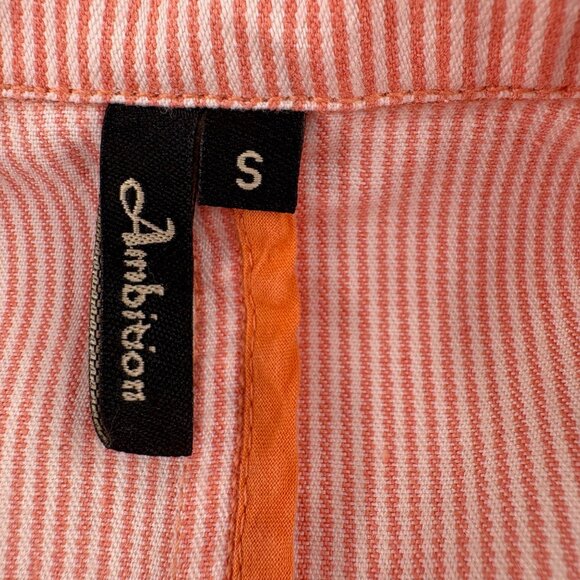 Ambition Striped Short Sleeve Blazer Jacket Size Small Orange Y2k - Picture 2 of 6